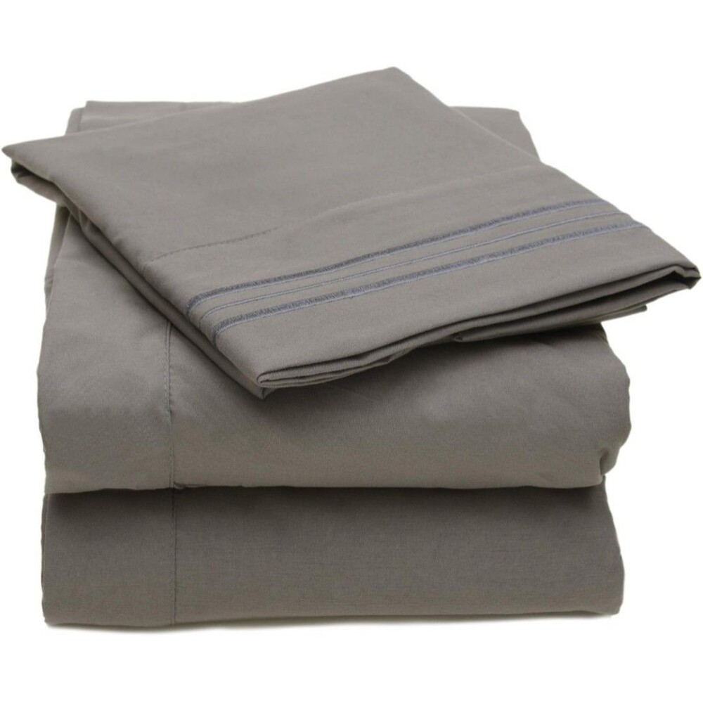 Sweet Home Collection 1800 Count 4 Piece Bed Sheet Set Full Gray Microfiber NEW